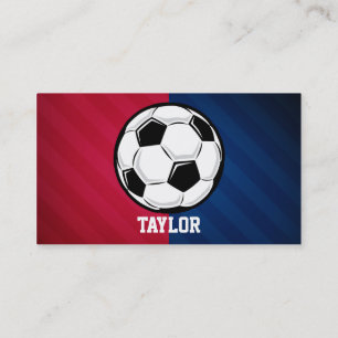 Carte De Visite Balle de football ; rouge, blanc et bleu