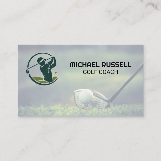 Carte De Visite Balle de golf sur Tee | Verts de golf (Devant)