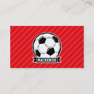 Carte De Visite Balle de soccer sur bandes diagonales rouges