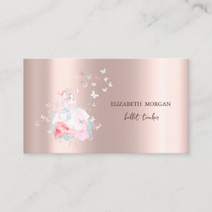 Carte De Visite Ballerina Butterflies Rose Gold