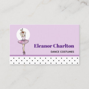 Carte De Visite Ballerina en Robe Rose avec chaussures Pointe Toe