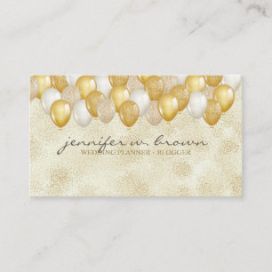 Carte De Visite Ballon Jaune Doré Pailleté Mariage Anniversaire Fê