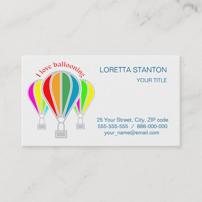 Carte De Visite Ballons à air chaud (Devant)