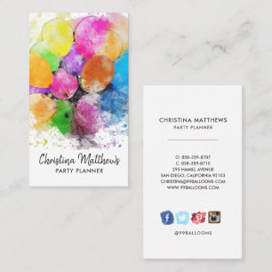 Carte de visite Ballons de fête à l'aquarelle