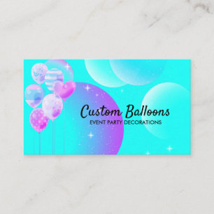 Carte De Visite Ballons de fête aquarelle bleu sarcelle