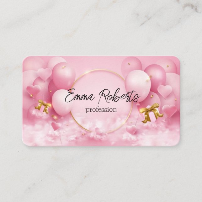 Carte De Visite Ballons de fête d'anniversaire Coeur cadeau (Devant)