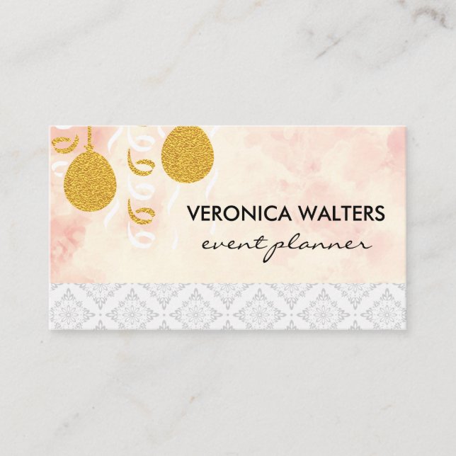 Carte De Visite Ballons de fête / Masques masqués / Motif Damas (Devant)