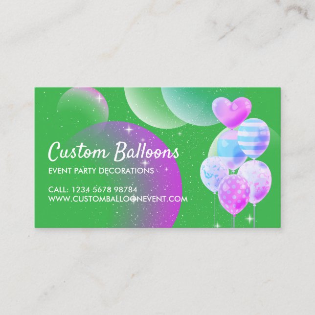 Carte De Visite Ballons Événement Fête Planificateur Décoration Ve (Devant)