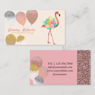Carte De Visite Ballons Flamants Roses Organisation d'Événements M