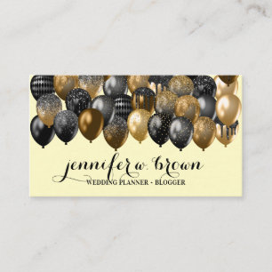 Carte De Visite Ballons noirs bronze brillants sur fonds jaunes