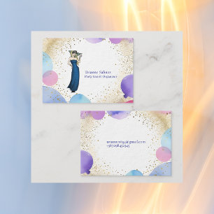 Carte De Visite Balloon bleu rose violet Organisateur de soirée él