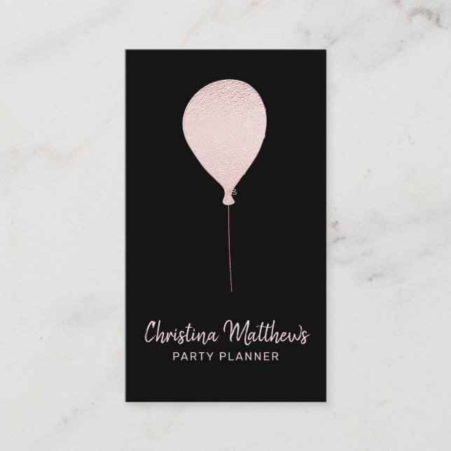 Carte De Visite Balloon de la Gold Party rose (Devant)