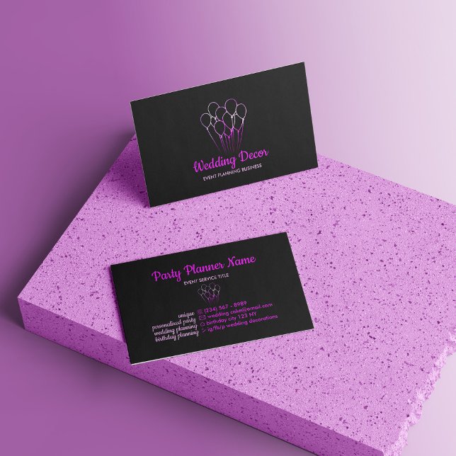 Carte De Visite Balloon rose simple violet dégradé (Balloon Pink Simple Purple Gradient Business Card)