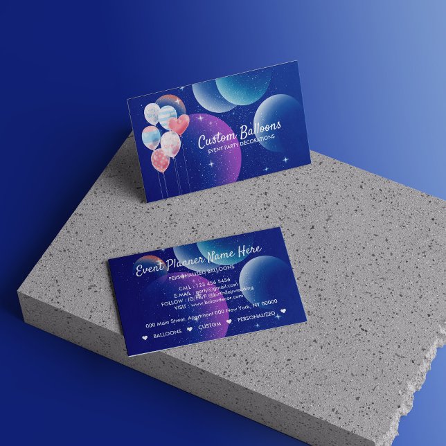 Carte De Visite Balloons Événement Fête Planificateur Ciel de déco (Balloons Event Party Planner Decoration sky Business Card)