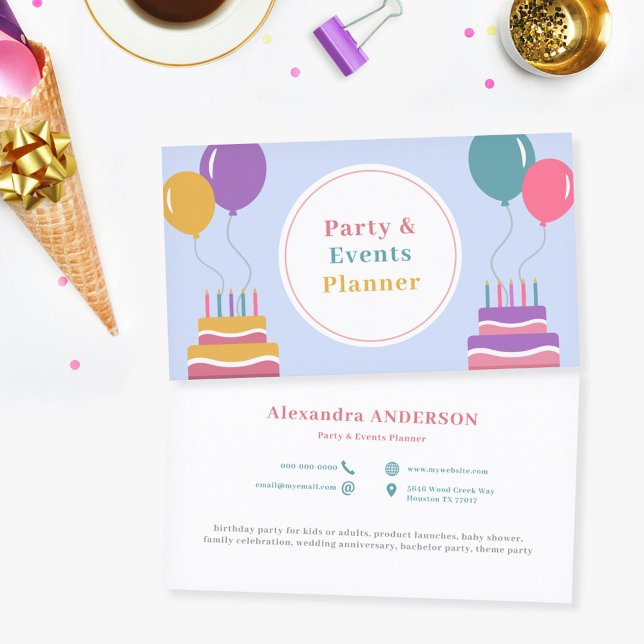 Carte De Visite Balloons - Organisateur de fêtes et d'événements (Balloons - Party & Events Planner Business Card)