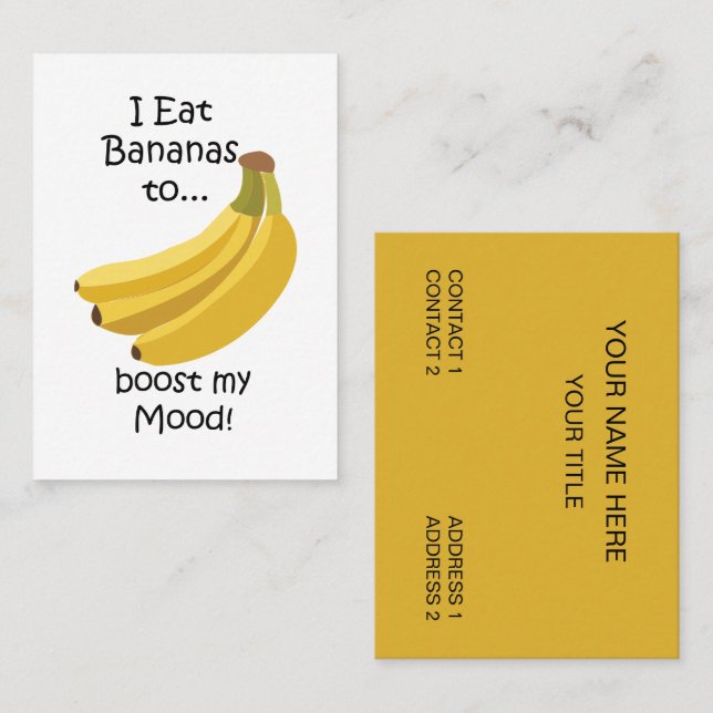 Carte De Visite Banana Fruit Boost My Mood Funny (Devant / Derrière)
