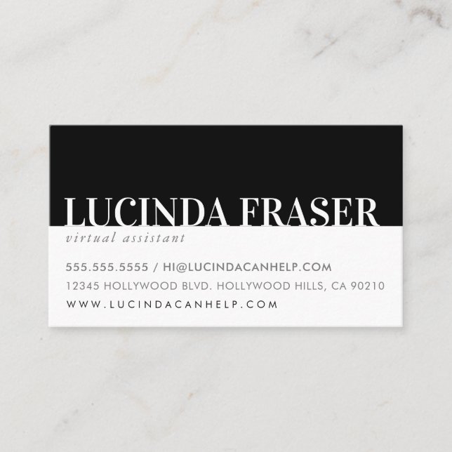 Carte De Visite BANDE BOLD MODERNE minimale simple noir blanc (Devant)