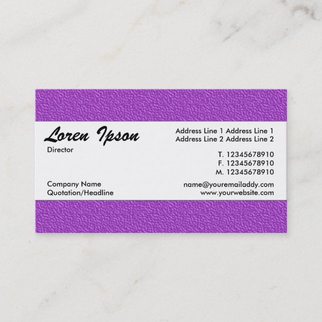 Carte De Visite Bande centrale 012 - Texture violette emboutie (Devant)