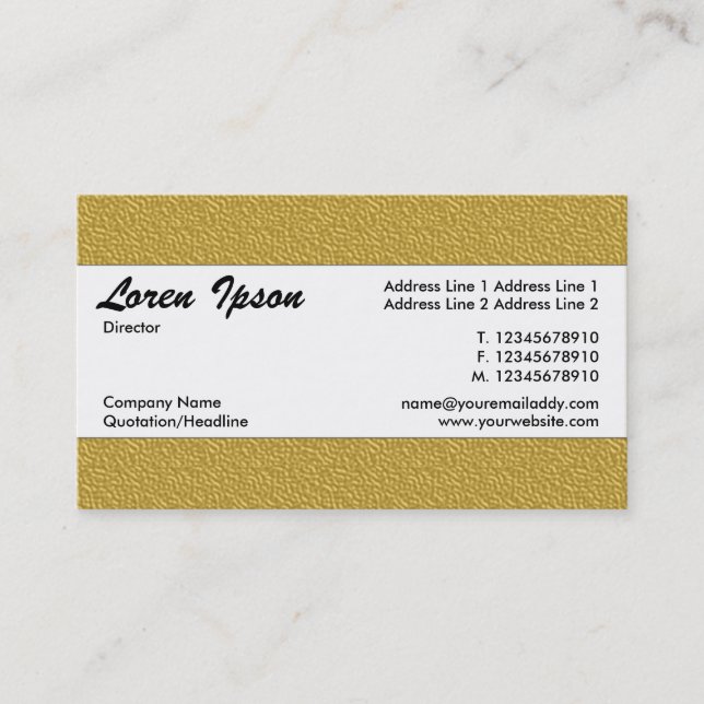 Carte De Visite Bande centrale 016 - Ocre Yellow Embossed Texture (Devant)