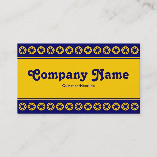 Carte De Visite Bande centrale (Bordure de soleil ambre) V2 - Bleu (Devant)