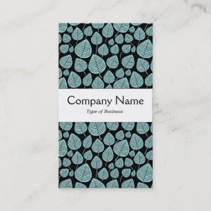 Carte De Visite Bande centrale - Feuilles - Bleu bleu sur noir