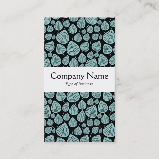 Carte De Visite Bande centrale - Feuilles - Bleu bleu sur noir (Devant)