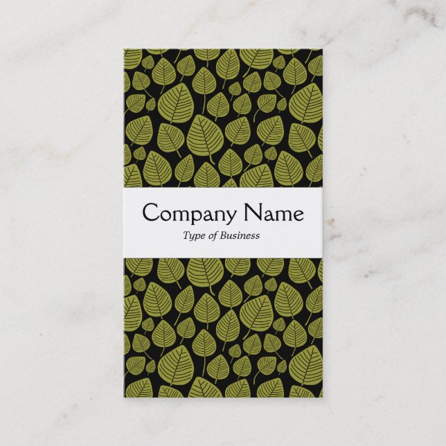 Carte De Visite Bande centrale - Feuilles - Olive on Black (Devant)