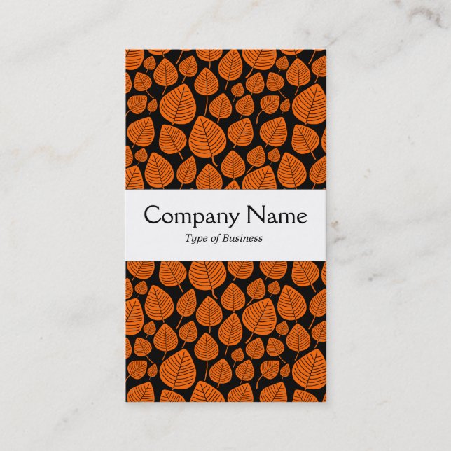 Carte De Visite Bande centrale - Feuilles - Orange en noir (Devant)