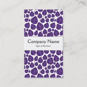 Carte De Visite Bande centrale - Feuilles - Violet foncé sur blanc