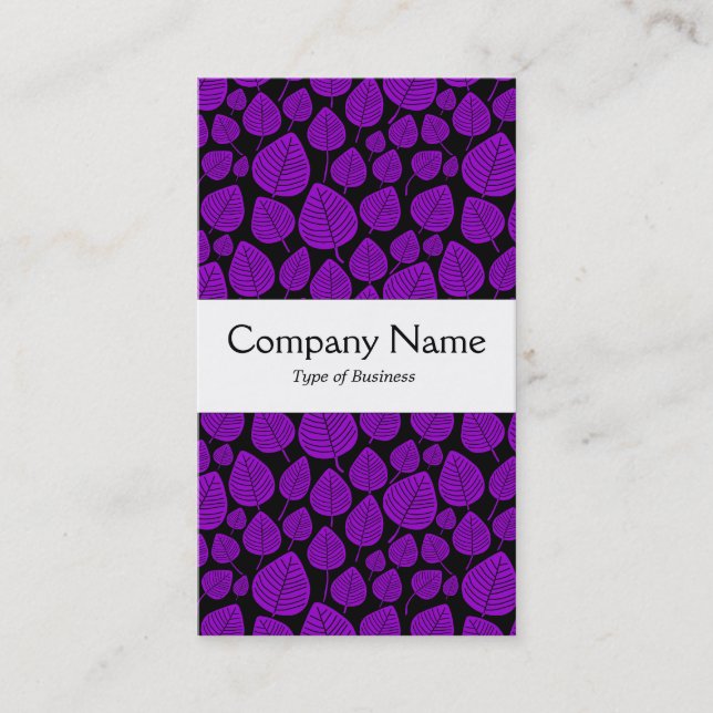 Carte De Visite Bande centrale - Feuilles - Violet sur noir (Devant)