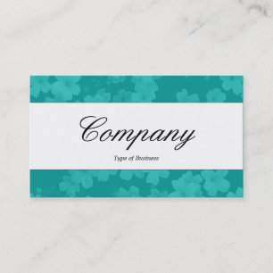 Carte De Visite Bande centrale - Script - Fleurs - Aqua Blue