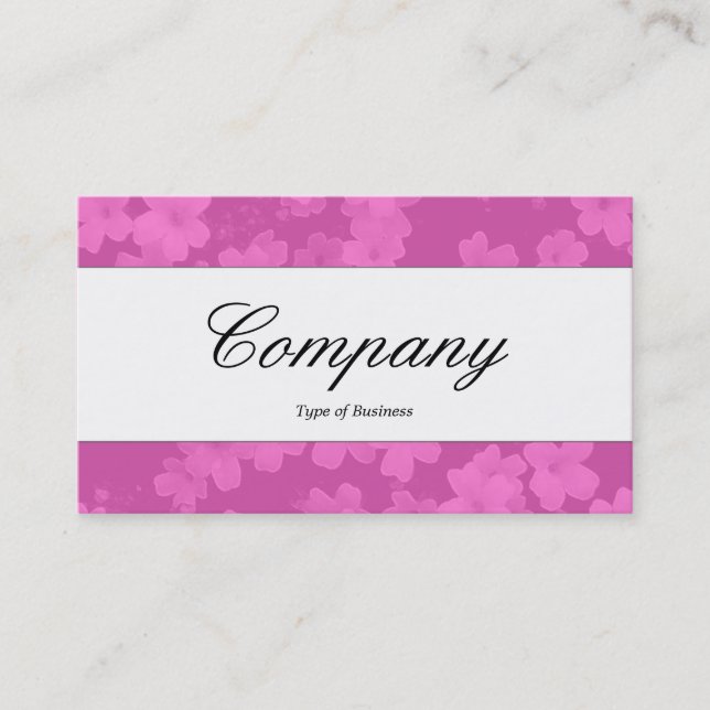 Carte De Visite Bande centrale - Script - Fleurs - Rose (Devant)