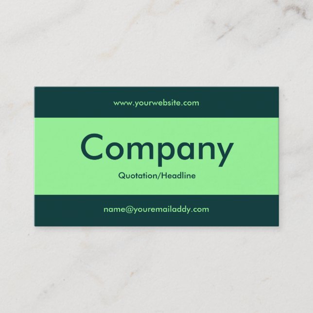 Carte De Visite Bande centrale v2 - Vert menthe avec vert foncé (Devant)