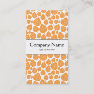 Carte De Visite Bande Centre - Feuilles - Orange clair sur blanc