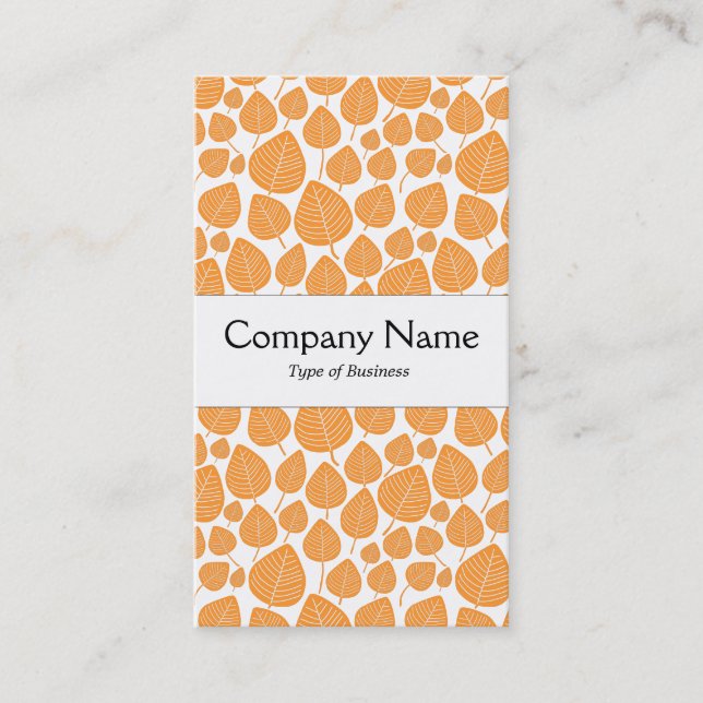 Carte De Visite Bande Centre - Feuilles - Orange clair sur blanc (Devant)