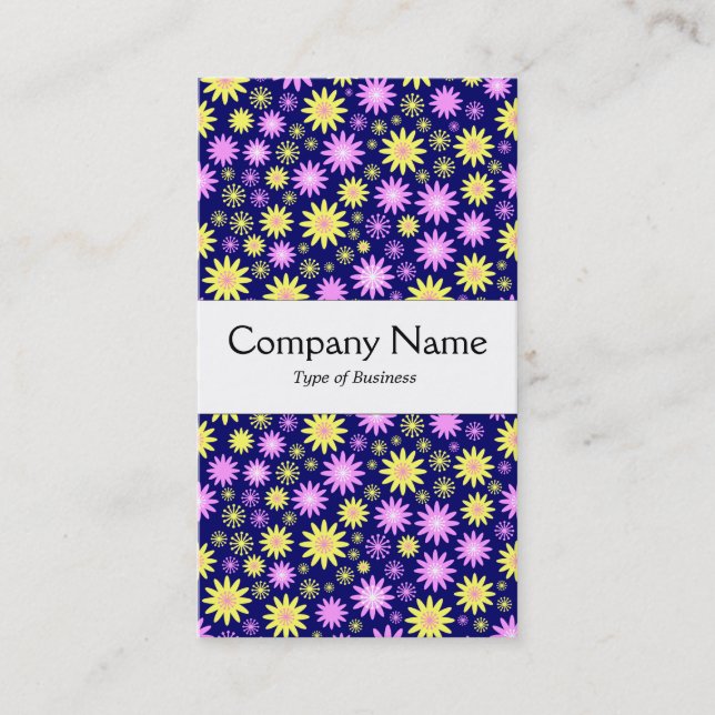 Carte De Visite Bande Centre - Motif Fleur - Couleurs (Devant)