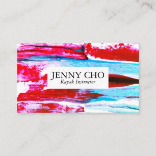 Carte De Visite Bande colorée de peinture rose et aqua