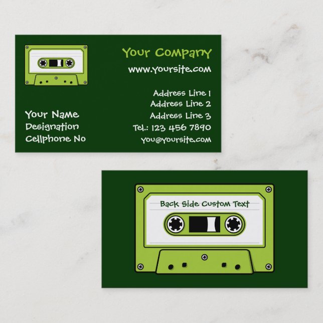 Carte De Visite Bande de cassette audio verte (Devant / Derrière)