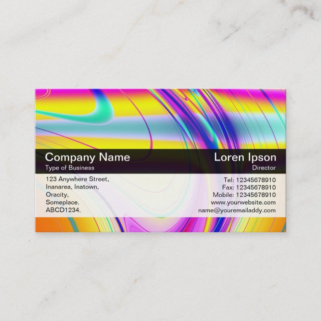 Carte De Visite Bande de couleurs - Noir - Abstrait fractal (Devant)