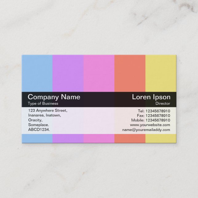 Carte De Visite Bande de couleurs - Noir - Couleurs (Devant)