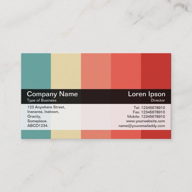 Carte De Visite Bande de couleurs - Noir - Couleurs (Devant)