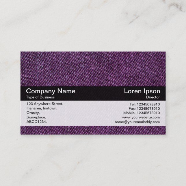 Carte De Visite Bande de couleurs - Noir - Denim violet (Devant)
