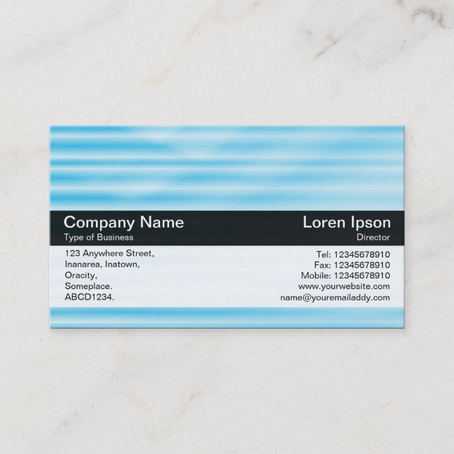 Carte De Visite Bande de couleurs - Noir - Texture bleue (Devant)