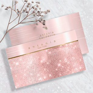 Carte De Visite Bande de métal brossé sur Rose de Parties scintill