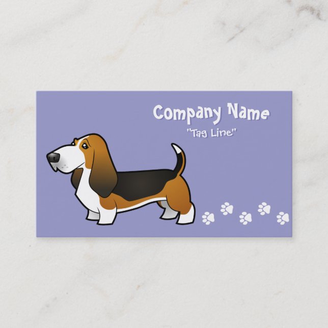 Carte De Visite Bande dessinée Basset Hound (Devant)