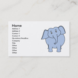 Carte De Visite Bande dessinée bleue mignonne d'éléphant