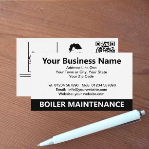 Carte De Visite Bande dessinée de maintenance de chaudière avec co