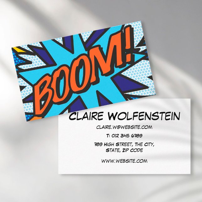 Carte De Visite Bande dessinée de plaisir moderne BOOM (Créateur téléchargé)