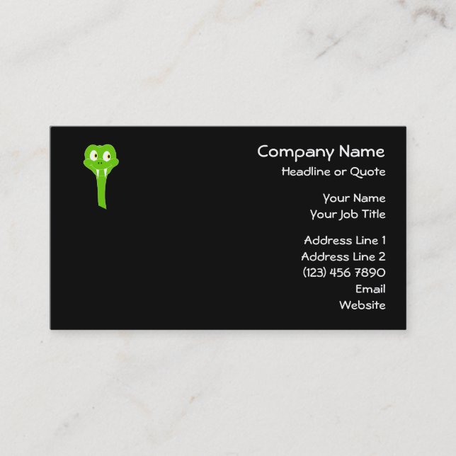 Carte De Visite Bande dessinée effrontée de serpent vert sur le (Devant)