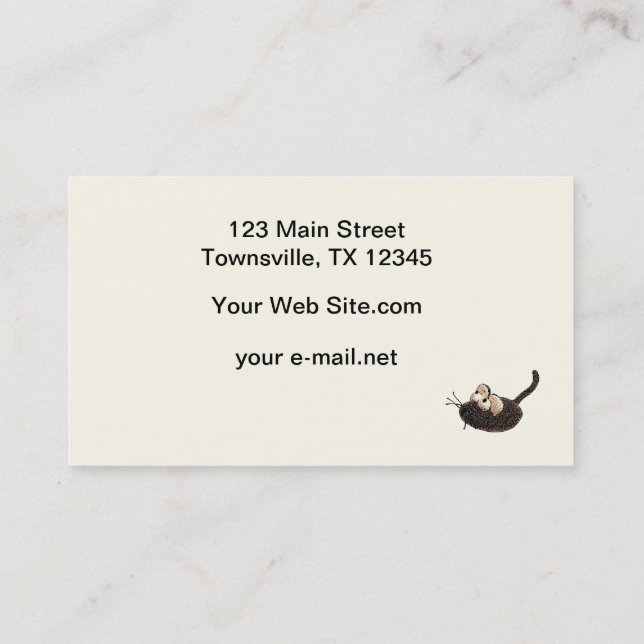 Carte De Visite Bande dessinée Kitty avec la souris de jouet (Dos)